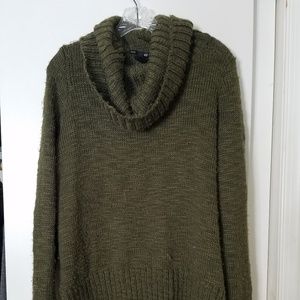 H&M distressed olive oversized cowl sweater